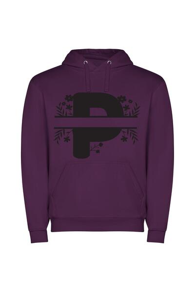 iLovePrints Floral Pictorial Logo Φούτερ με κουκούλα σε χρώμα Μωβ