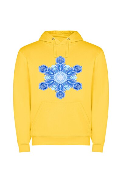 iLovePrints Frozen Fractal Elegance Φούτερ με κουκούλα σε χρώμα Κίτρινο