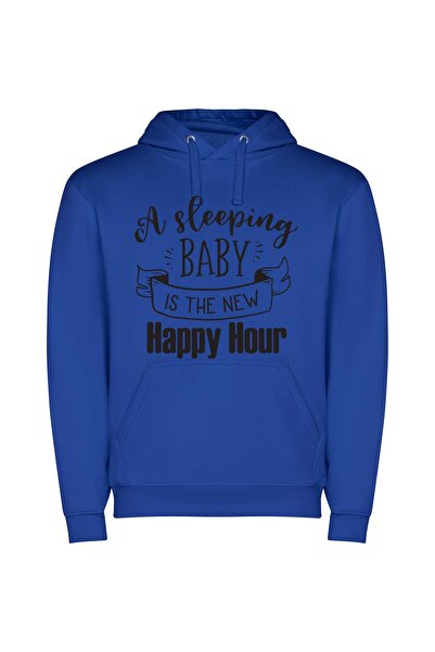 iLovePrints Blissful Slumber: New Happy Φούτερ με κουκούλα σε χρώμα Μπλε