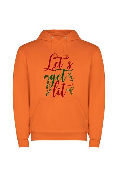 iLovePrints Colorful Chaos: Let's Get Lit Φούτερ με κουκούλα σε χρώμα Πορτοκαλί