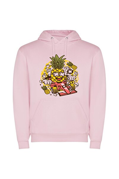 iLovePrints Racing Fruit: Illustrator's Creation Φούτερ με κουκούλα σε χρώμα Ροζ