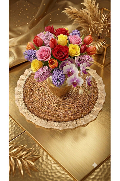 Gogoey Wicker Bamboo Kopanak Lace Supla Coffee Table & Table Top Decorative H...