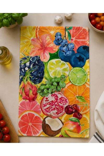Piloji Decorative Kitchen Towel 35X50 cm Tropical Fruit Printed Drying Towel ...
