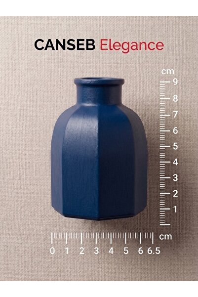 CANSEB Elegance 9X6.5Cm - Navy Blue - Octagonal Mini Vase - Hand-Painted Craf...