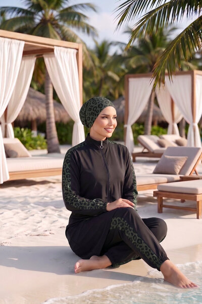 dilberfashion Premium serija leopardom ukrašenog tri-dijelnog hijab kupaćeg k...