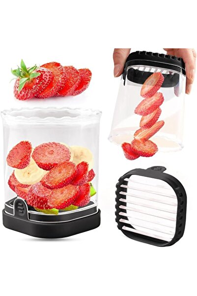Yelajoy Fruit Slicer, Detachable Cup Cutter with Push Plate, Handheld Strawbe...