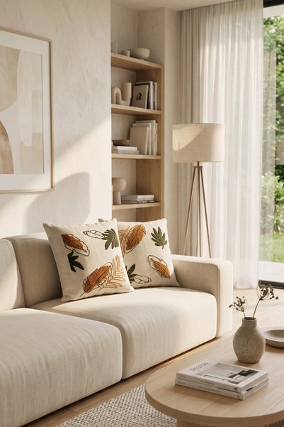 Villadia Home Textile 2-Piece Punch Embroidered Throw Pillow Cover Modern Bohemian Decorative Sofa Cushion Cover
