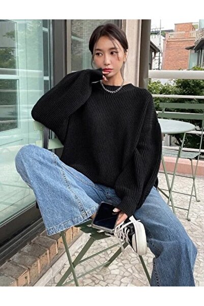 pepule Women's Premium Oversize Soft Crew Neck Knitwear Sweater
