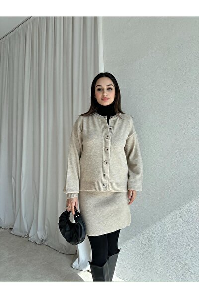 Mooi Butik Mi̇rela Knitwear Set 8272 - Cream