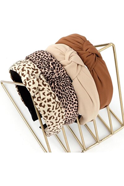Arabest Headbands for Women,4 Pcs Thick Brown Beige Leopard Print Fashion Bow...