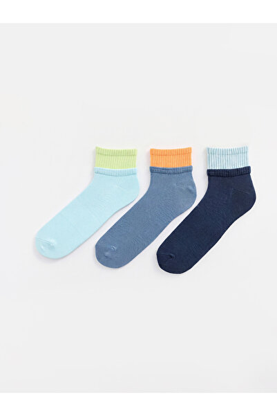 LC Waikiki Rmz Gi̇yi̇m Farkiyla Color Blocked Men's Booties Socks 3-Pack