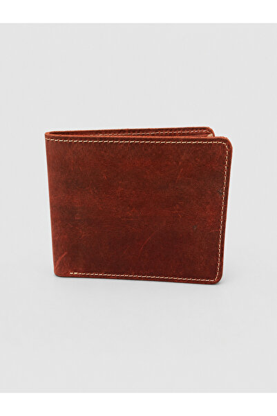 Basics&More Genuine Calfskin Vintage Crazy Horse Leather Horizontal Wallet wi...