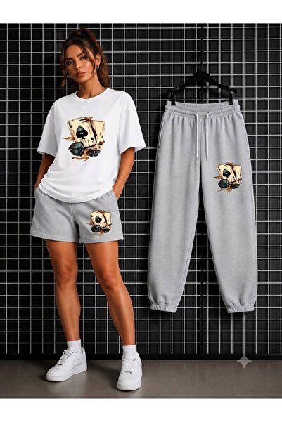 CLOTHES33 تي شيرت وشورت رياضي، طقم من 3 قطع، رفيع، صيفي، مقاوم للعرق، مطبوع ع...