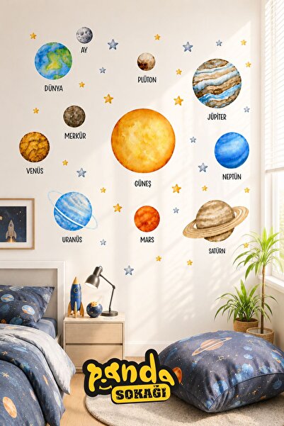 PANDA SOKAĞI Solar System Planets Wall Sticker |   Children's Room Educationa...