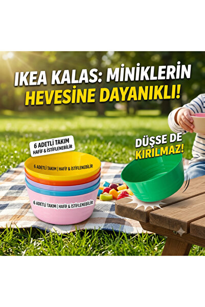 IKEA KALAS ÇOCUK KASE SETİ, Çok Renkli 6 adet KASE