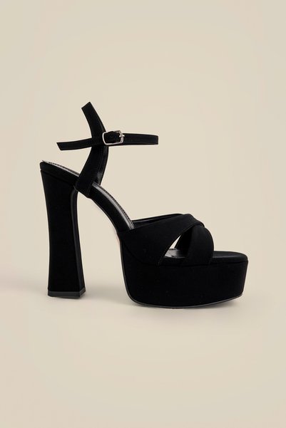 ELOSY SHOES حذاء أسينا ذو الكعب العالي من الجلد السويدي الأسود