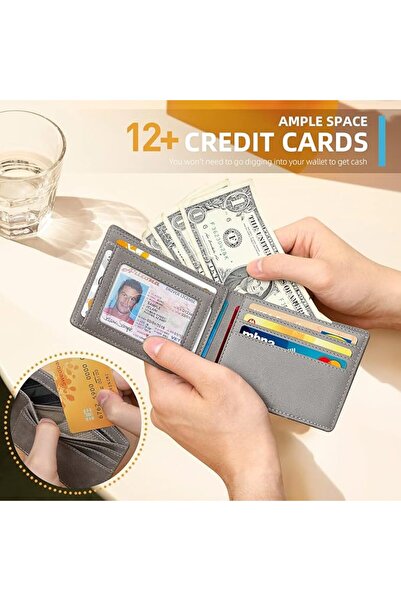 Runbox Genuine Leather Slim Wallet for Men RFID Blocking Bifold Minimalist Fr...