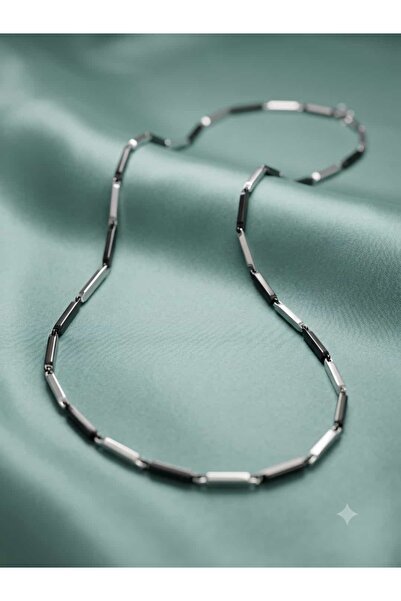Çelik Dualis Black & Silver Men's Bar Necklace
