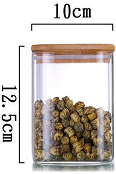 Lushh Square Glass Storage Jar with Air tight Bamboo Lid, Borosilicate Kitche...