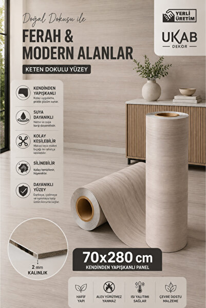 UKAB DEKOR 70x280 Cm Tek Parça Kendinden Yapışkanlı Premium Yüzey Dekoratif Z...