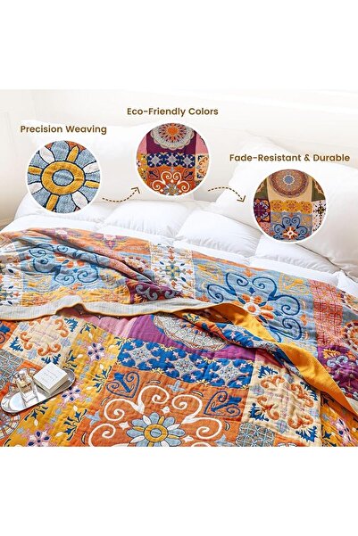 GENERAL MSGKV Boho Throw Blanket 100% Cotton Blankets for Bed Couch 60'x80', ...