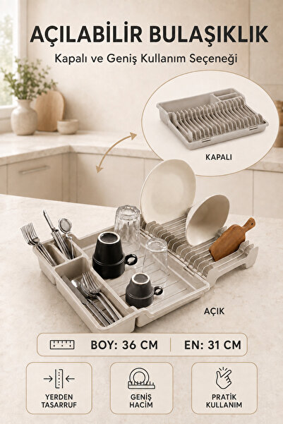 Virela Home Ayarlanabilir Açılır Kapanır Bulaşıklık Çatal Kaşık Bölmeli Geniş...