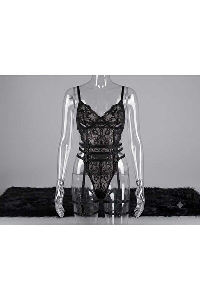 Mihre Wear Dantel Body Takımı Jartiyer Detaylı Fantazi İç Giyim