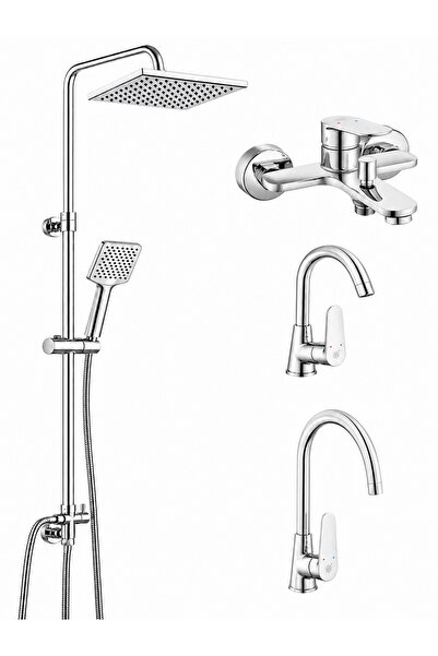 AR Eca Fast Kuğu Sink + Washbasin + Bathroom Faucet + Ar Dicle Shower Column ...