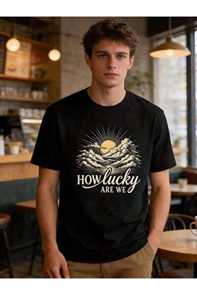 k222 Men's Pure Cotton T-Shirt Funny Print T-Shirt,Mens Clothes, How Lucky Ar...