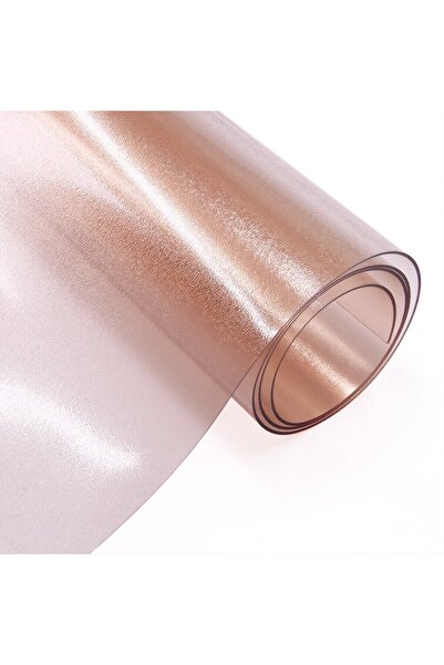 İzen 1,6 mm Gülkurusu Buzlu Şeffaf PVC Kalın Masa Örtüsü - Cam Lake Mermer Ma...
