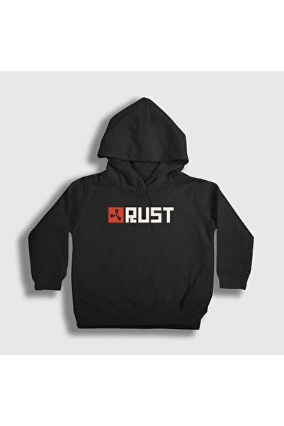 Presmono Unisex Kids Black Logo Game Rust Hooded Sweatshirt 618031Tt