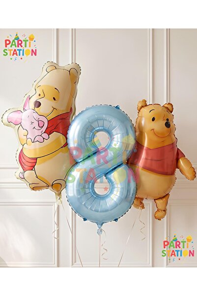 Parti Station مجموعة بالونات ويني ذا بوه كونسبت لعمر 8 سنوات، 3 قطع