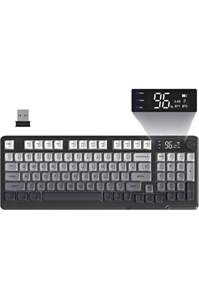 FREE لوحة مفاتيح ألعاب لاسلكية وولف M96، غشاء كريمي، 94 مفتاحًا، ANSI-Moonlig...