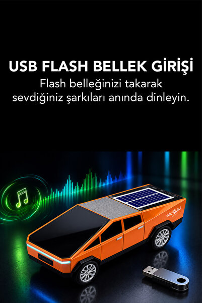 Teknoloji Gelsin WS-699 Cybertruck Model Bluetooth Hoparlör | TWS Stereo | Güneş Enerjili Şarj | USB / TF Kart / AUX / FM Radyo