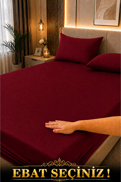İsmail Gürel Cotton Elastic Bed Sheet Set with Pillows Solid Color (Select Size)