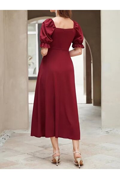 Generic Brand Women's Short Sleeve V-Neck Front Gathered Long Imported Crepe ...