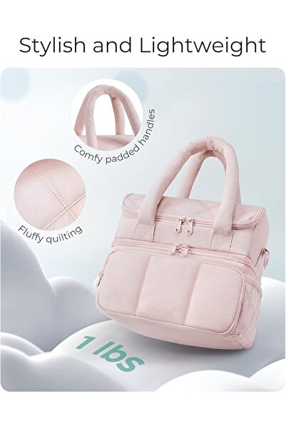 Tazweeq Lunch Bag, Double Deck Insulated Lunch Box, Quilted Puffer Lunch Tote...