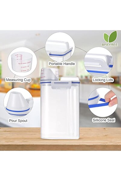 Home Zone Set of 2-2 Kg Rice Container with Measuring Cup & Pour Spout, Kitch...