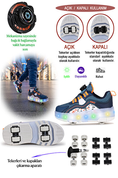 Kiko Kids Lucia Patenli Işıklı Kız Çocuk Spor Ayakkabı Kaykay