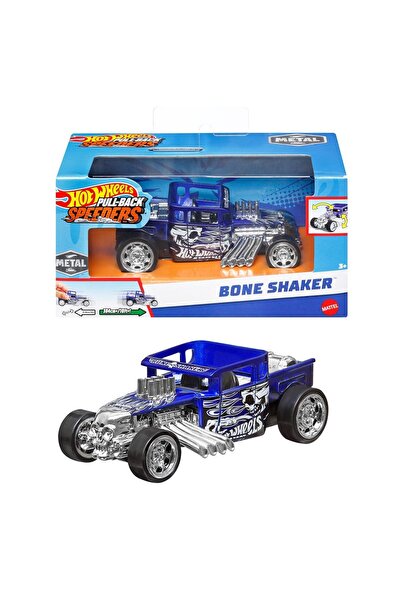 mattel Hot Wheels Bone Shaker - Camion metalic albastru cu design de craniu ș...