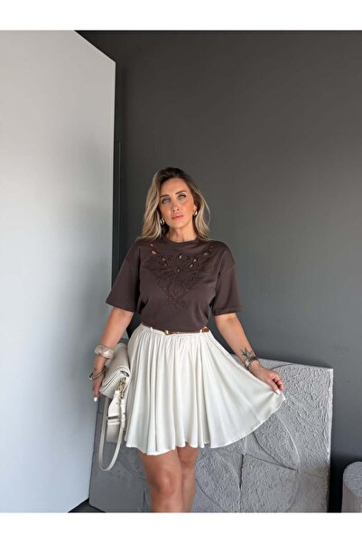 Zerrincan Giyim Kahve Önü Nakışlı Marka Model Tshirt