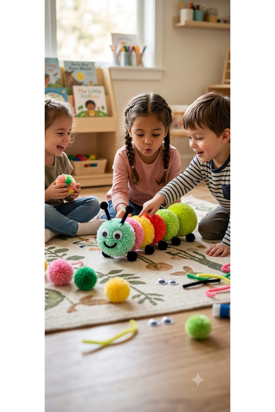 bxtasarım Plush Pom-Pom Caterpillar Toy