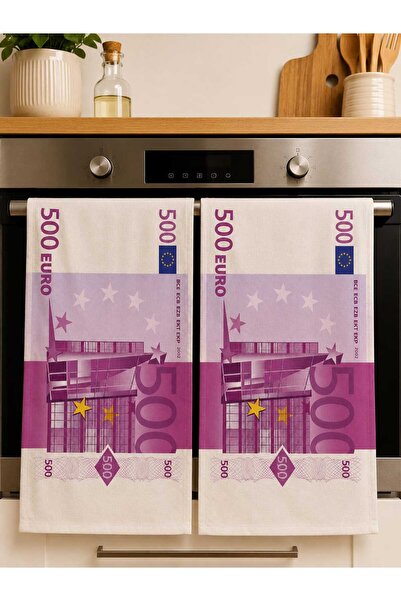 HiraEv Desenli Mutfak Havlusu Euro (2’li Set)