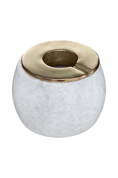Atmosphera Scrumieră din marmură și metal - Albă, D.12 cm