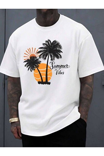 NOURAM Summer Vibes Palm Trees Tee Men'S Funny White Casual Elegantly Hip-Hop...