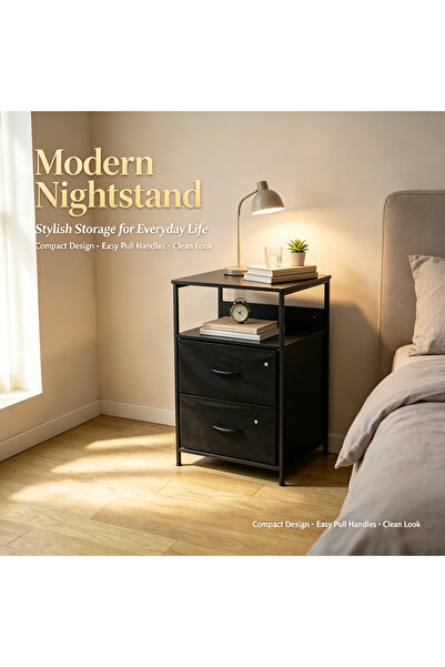 Topone1Topone1 Nightstands, bedside tables, side tables with two fabric-cover...