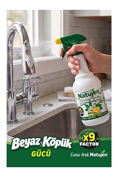 Natujen Genel Amaçlı Temizleyici Beyaz Köpük Gücü Limon Ferahlığı X9 Factor 1000 Ml.