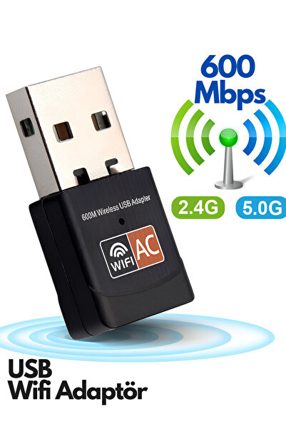 Sarftech Usb Wifi Adaptör 600 Mbps Dual Bant Wifi Alıcı Çevirici Dongle İnter...