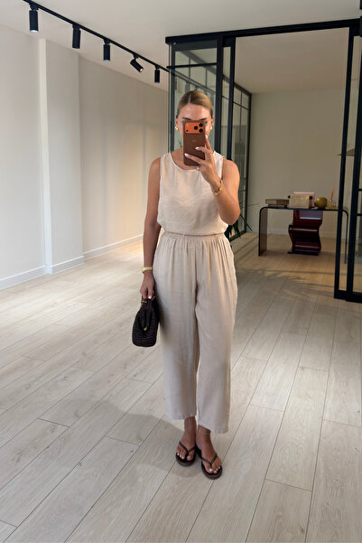 Sezgi Tekin Slouchy Pants Blouse Natural Tencel Set