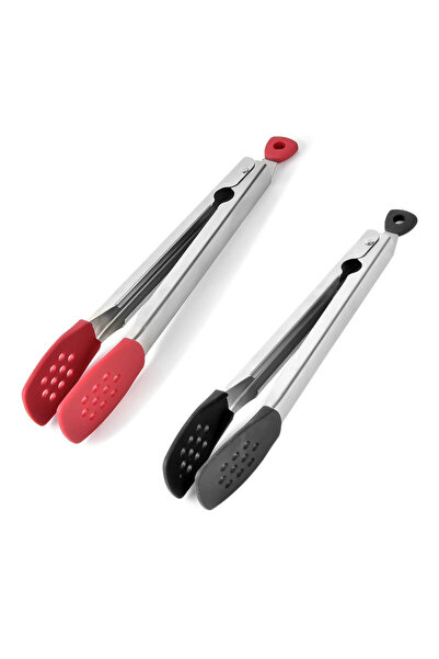 STARSTAR Cooking tongs, stainless steel, kitchen use, silicone, serving tongs...